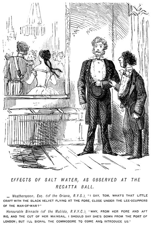 Men using naval terminology to describe people at the regatta ball