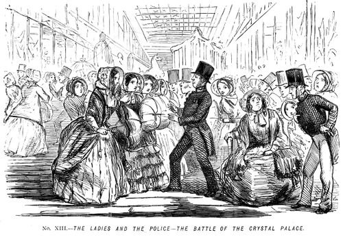 Memorials of The Great Exhibition - 1851. No. XIII. - The ladies and the police - the battle of the Crystal Palace