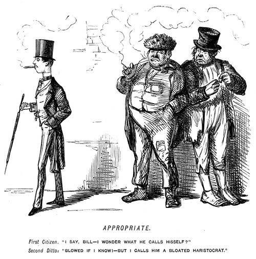Two working class men commenting on a slender swell