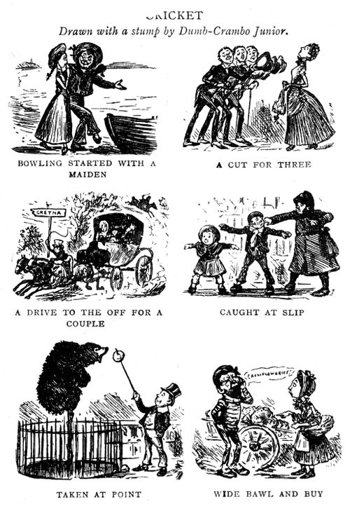 'Cricket - Drawn with a stump by Dumb-Crambo Junior.'