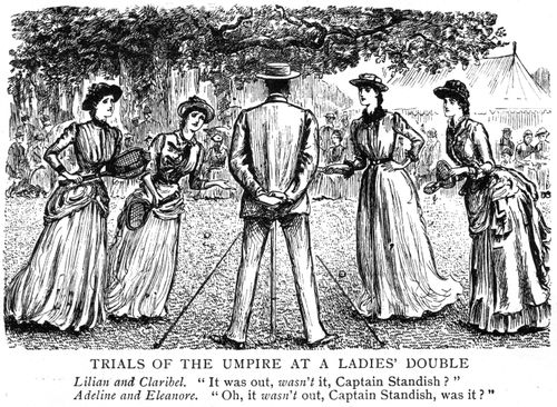 'Trials of the umpire at a ladies' double.'