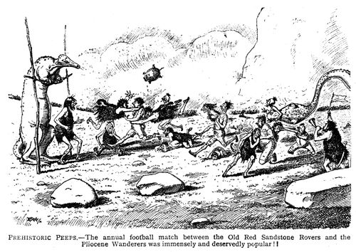 A prehistoric football match.