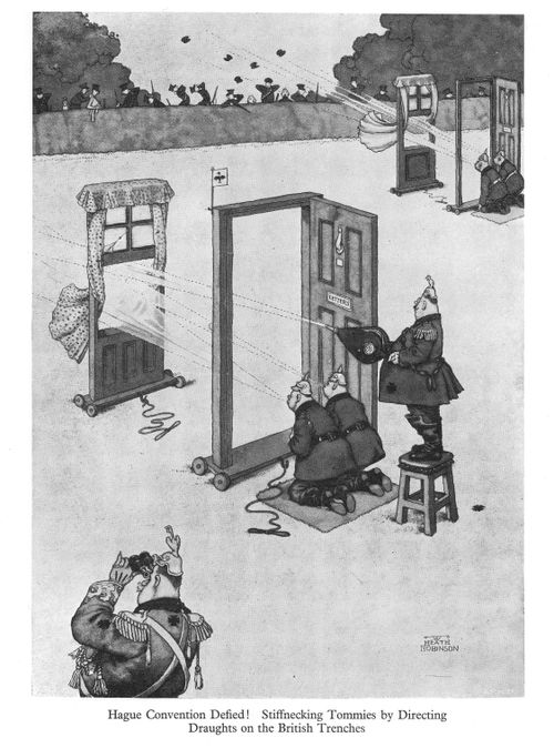 Hague Convention Defied! Stiffnecking Tommies by Directing Draughts on the British Trenches.