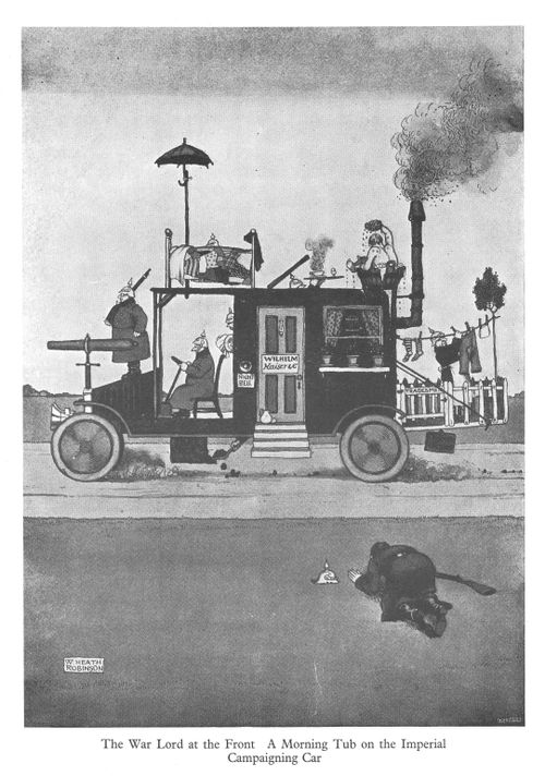 The War Lord at the Front. A morning Tub on the Imperial Campaigning Car.