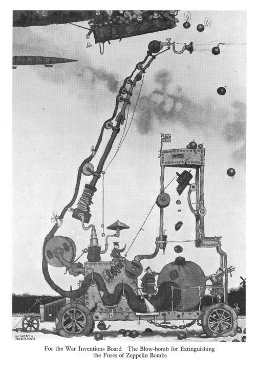 For the War Inventions Board. The Blow-bomb for Extinguishing the Fuses of Zeppelin Bombs.