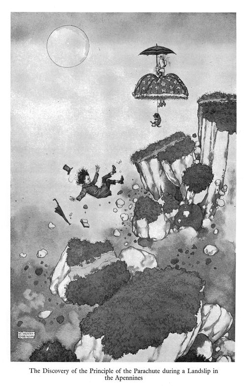 The Discovery of the Principle of the Parachute during a landslip in the Apennines