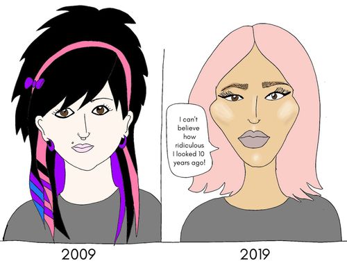 "I can't believe how ridiculous I looked 10 years ago."