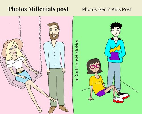 Photos millennials post vs. photos Gen Z kids post