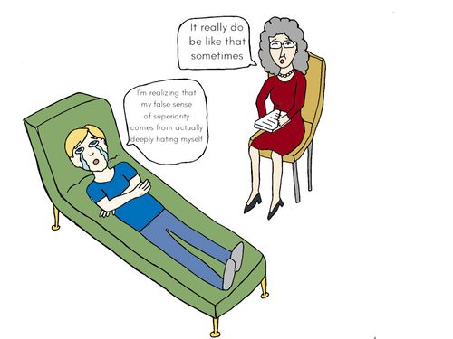 "I'm realizing that my false of superiority comes from actually deeply hating myself."