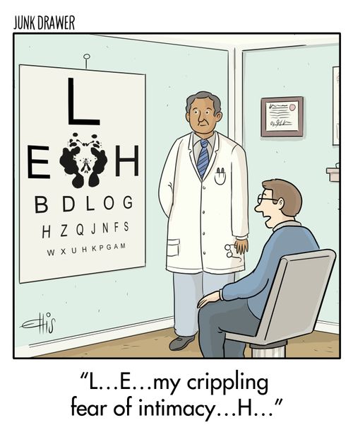 "L. . . E. . . my crippling fear of intimacy. . . H . . ."