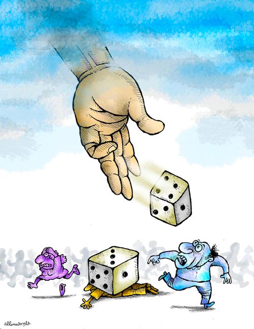 God rolls dice