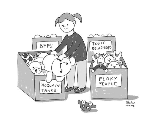 Girl putting her toys in groups