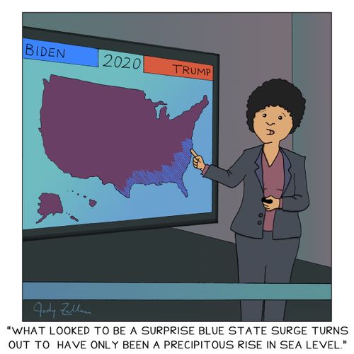 "What looked to be a surprise blue state surge turns out to have only been a precipitous rise in sea level."