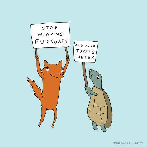 Fur Coat and Turtle Neck Protest.