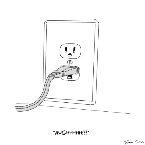 Plug socket is plugged in the eyes and screams.