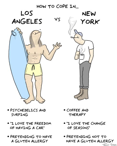 How to cope in Los Angeles vs. New York