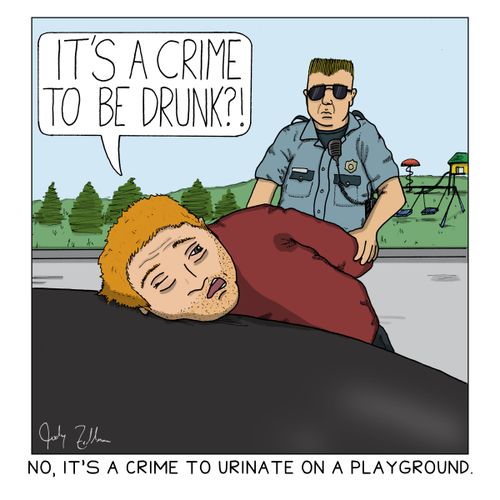 "No, it's a crime to urinate on a playground."