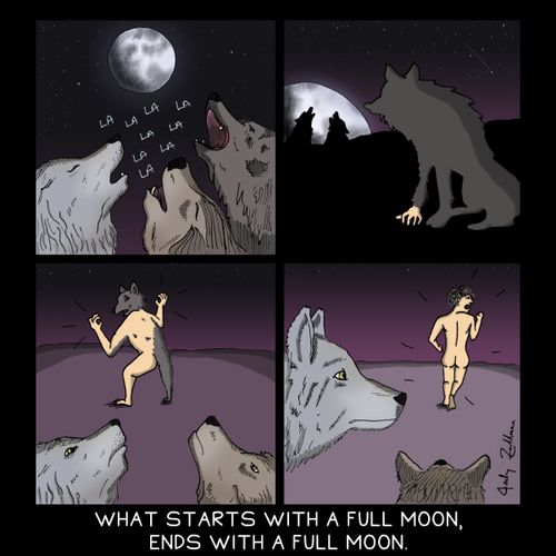 "What starts with a full moon, ends with a full moon.