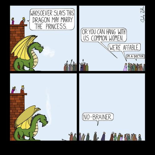 "Whosoever slays this dragon may marry the princess."