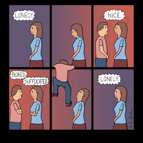 Woman, who is feeling lonely, going through a relationship.