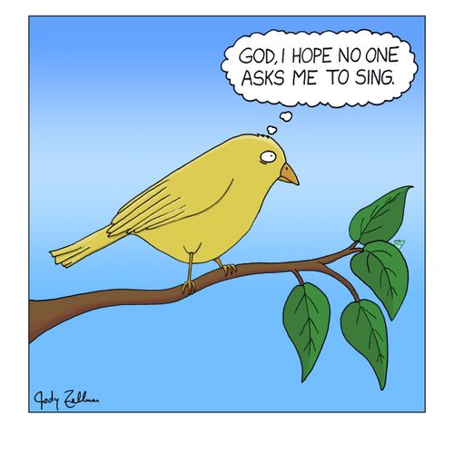 "God, I hope no one asks me to sing."
