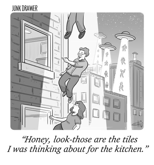 "Honey, look-those are the tiles I was thinking about for the kitchen."