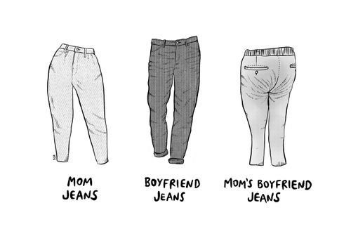 Mom jeans, boyfriend jeans, Mom's boyfriend jeans