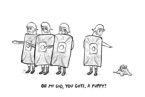 "Oh my god, you guys, a puppy!"