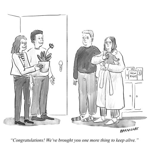"Congratulations! We've bought you one more thing to keep alive."