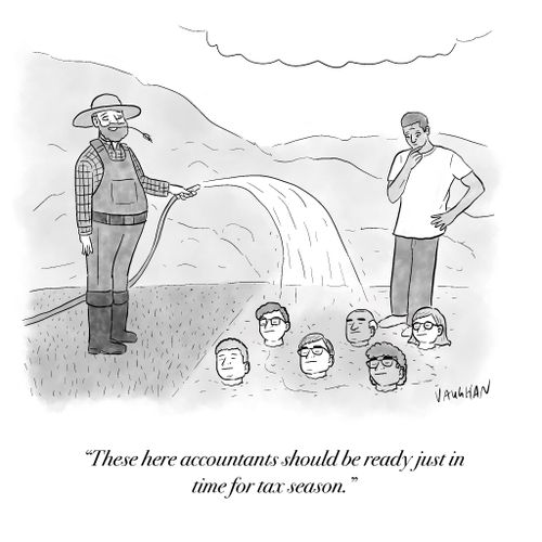 "These here accountants should be ready just in time for tax season."