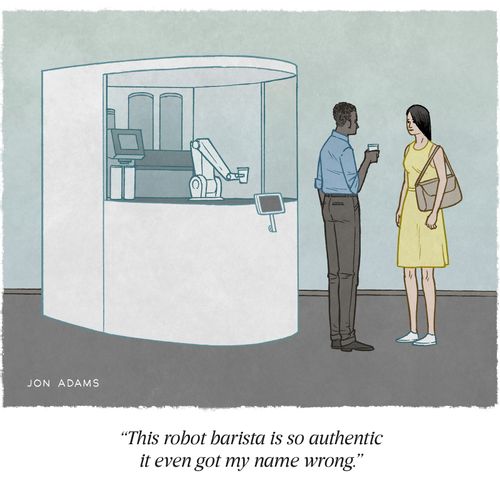 "This robot barista is so authentic it even got my name wrong."