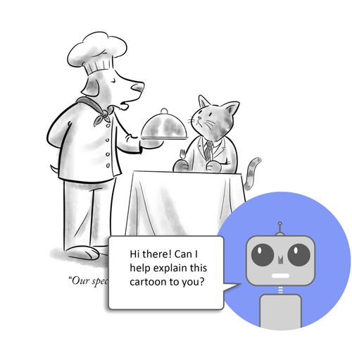 "Hi there! Can I help explain this cartoon to you?"