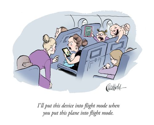 "I'll put this device onto flight mode when you put this plane onto flight mode."