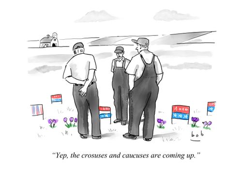 "Yes, the crocuses and caucuses are coming up."
