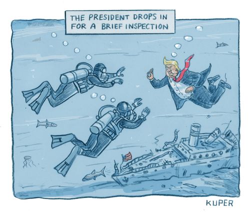 The president drops in for a brief inspection
