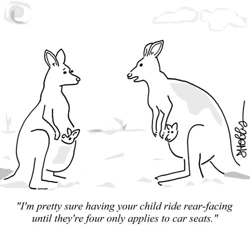 "I'm pretty sure having your child ride rear-facing until they're four only applies to car seats."