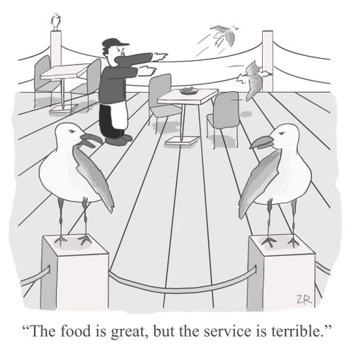 "The food is great, but the service is terrible."