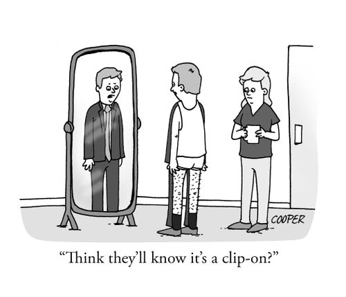 "Think they'll know it's a clip-on?"