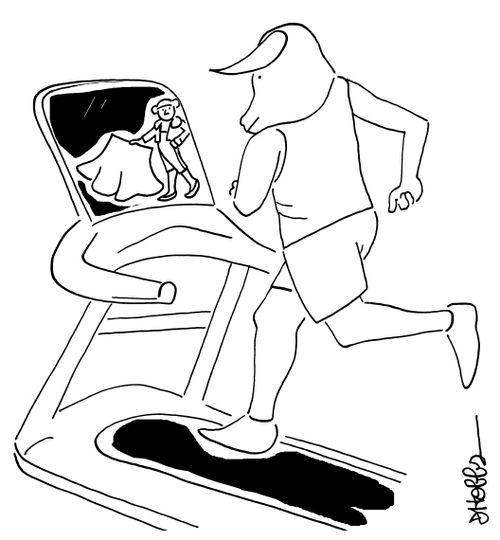 A bull on a treadmill 