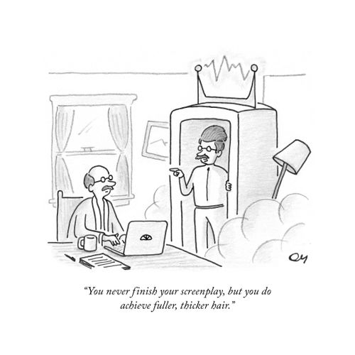 "You never finish your screenplay, but you do achieve fuller, thicker hair."