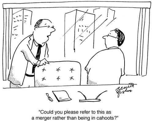 "Could you please refer to this as a merger rather than being in cahoots?"