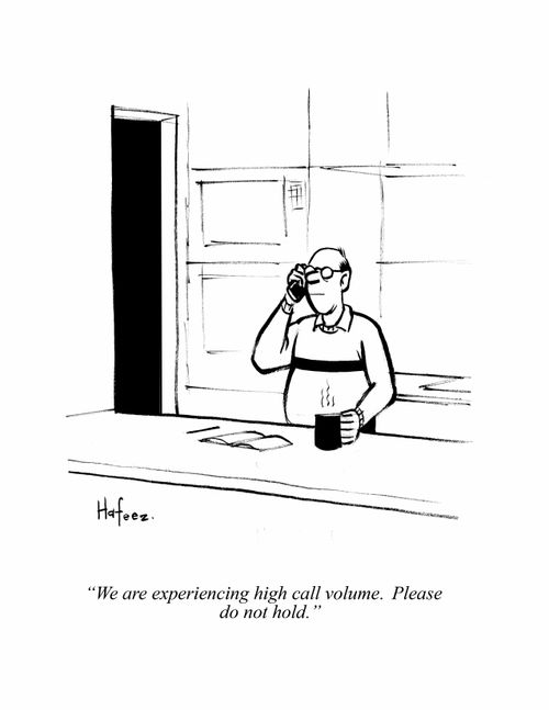 "We are experiencing high call volume. Please do not hold."