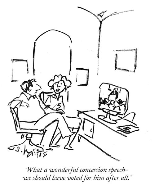 "What a wonderful concession speech - we should have voted for him after all."