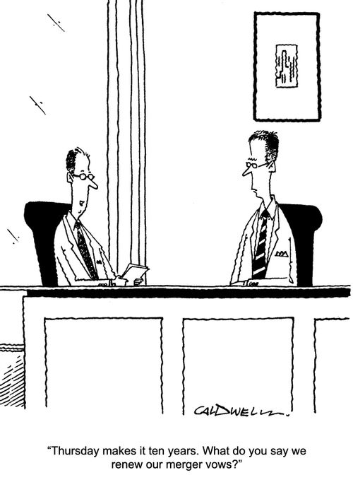 "Thursday makes it ten years. What do you say we renew our merger vows."