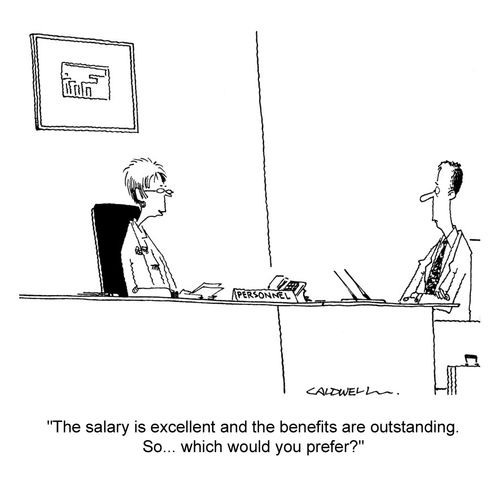 "The salary is excellent and the benefits are outstanding. So... which would you prefer?"
