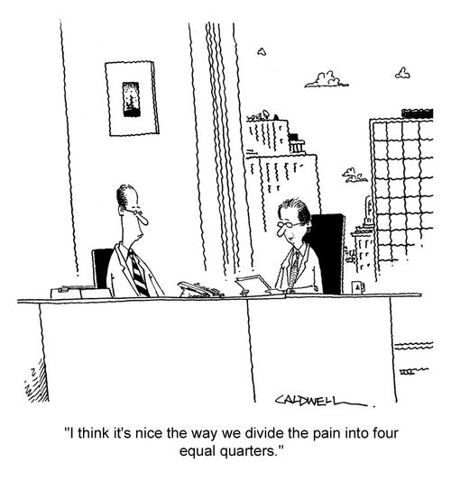 "I think it's nice the way we divide the pain in to four equal parts."