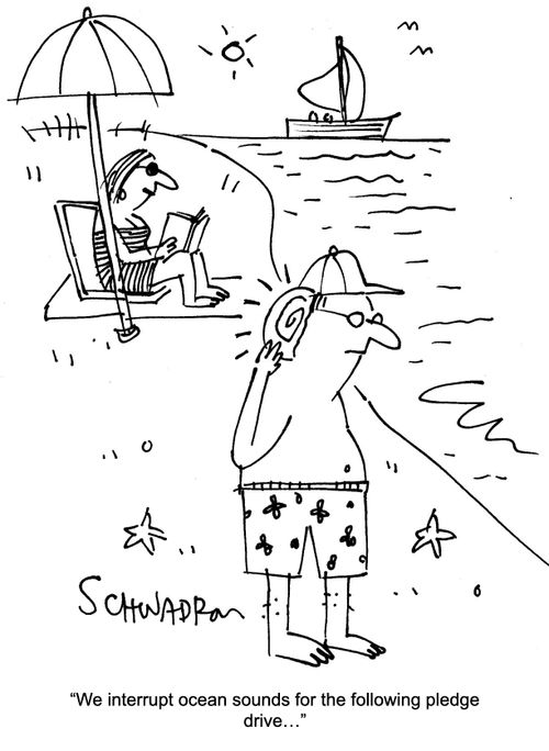 "We interrupt ocean sounds for the following pledge drive..."