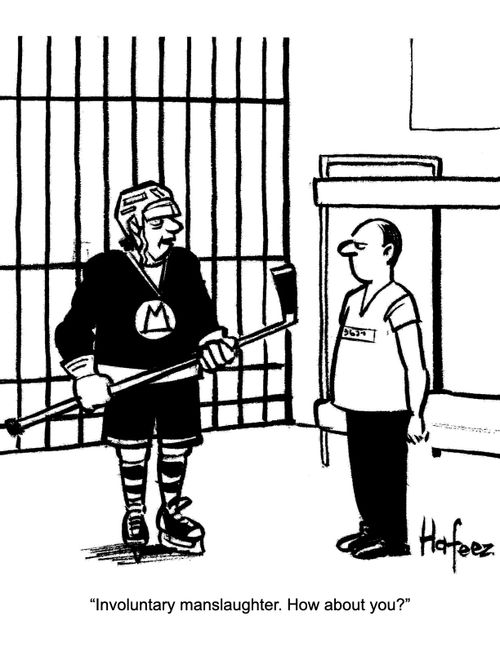 "Involuntary manslaughter. How about you?"