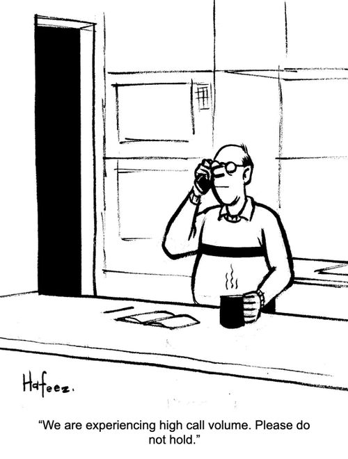 "We are experiencing high call volume. Please do not hold."