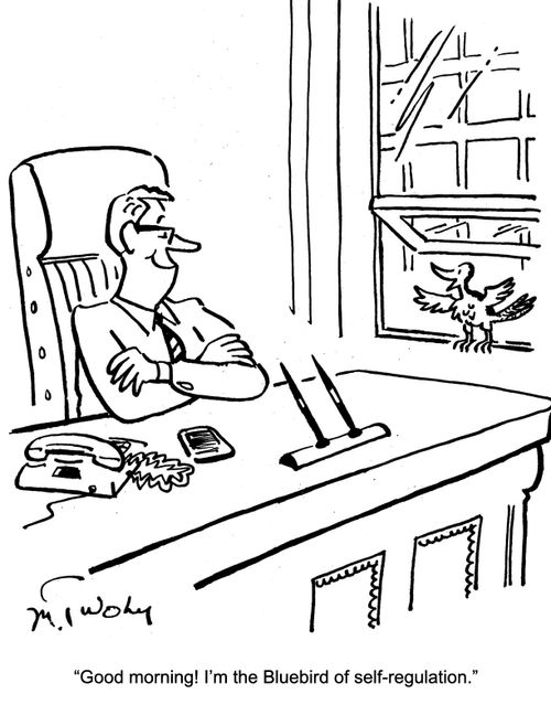 "Good morning! I'm the Bluebird of self-regulation."